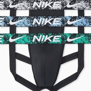 Nike Mens Dri-FIT Essential Micro Jock Strap 3 Pack Black Teal Blue Size 2XL NEW